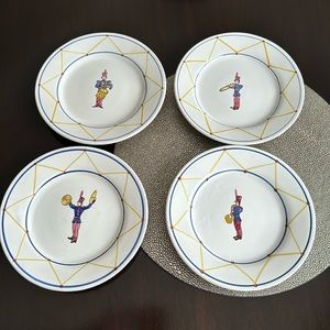 4 Williams Sonoma Azulcer Hand Painted Marching Band Plates